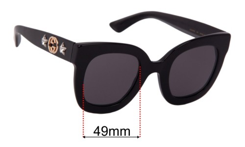 Gucci GG0208S Replacement Sunglass Lenses 49mm 