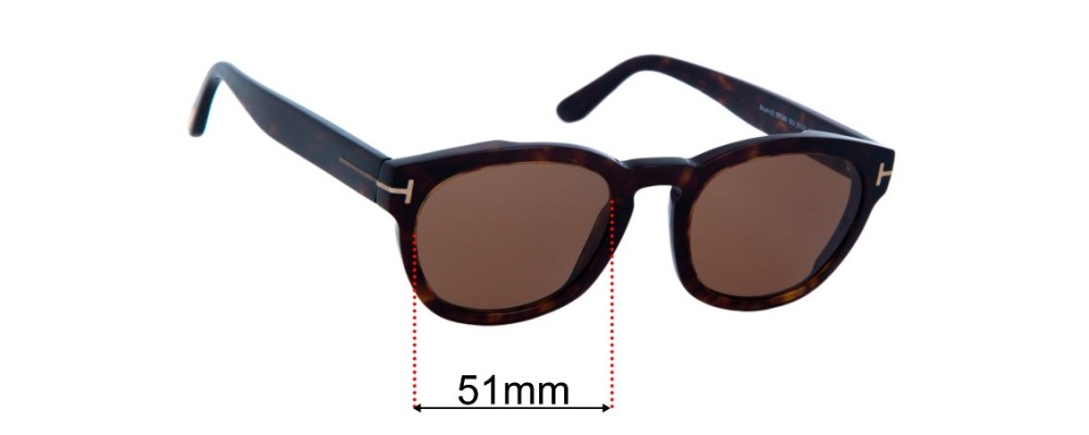 Replacement Lenses for Tom Ford Bryan-02 TF590 - 51mm Wide