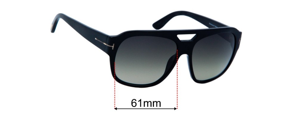 Replacement Lenses for Tom Ford Bachardy-02 TF630 - 61mm Wide