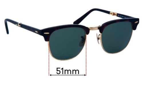 Ray Ban RB2176 Folding Clubmaster Replacement Lenses 51mm wide 