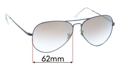 Ray Ban RB3689 Aviator Metal II Replacement Lenses 62mm wide 