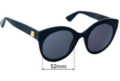 Gucci GG0028S Replacement Lenses 52mm wide 
