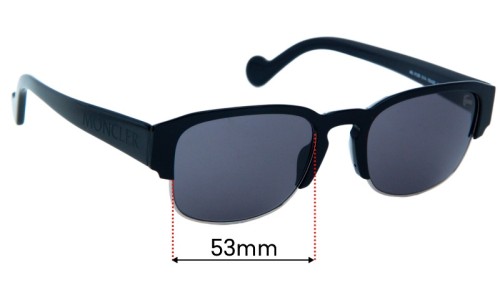Moncler ML 0125 Replacement Sunglass Lenses - 53mm Wide 
