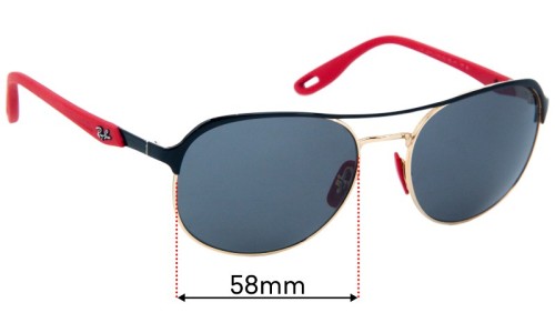 Sunglass Fix Replacement Lenses for Ray Ban RB3685M Scuderia Ferrari Collection - 58mm Wide 