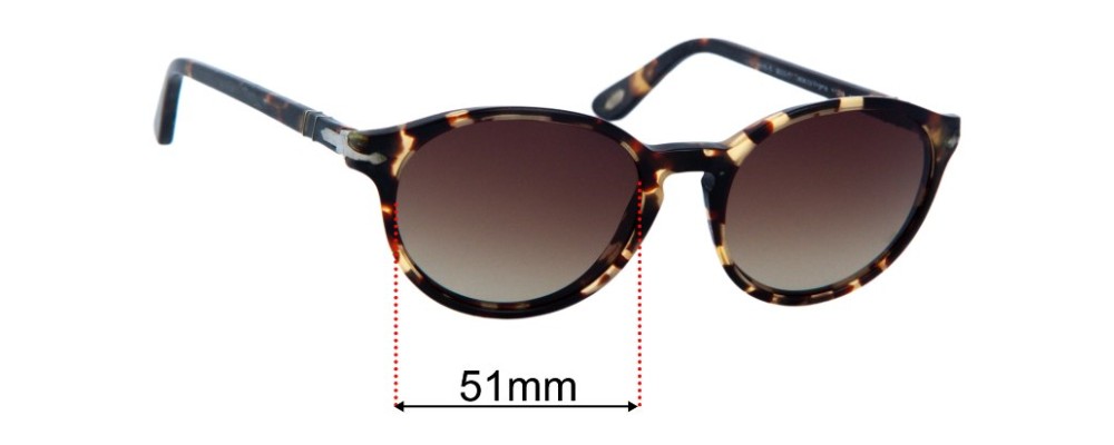 Replacement Lenses for Persol 3015-S - 51mm Wide