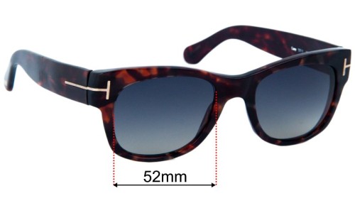 Tom Ford Cary TF 58 Replacement Sunglass Lenses - 52mm wide 