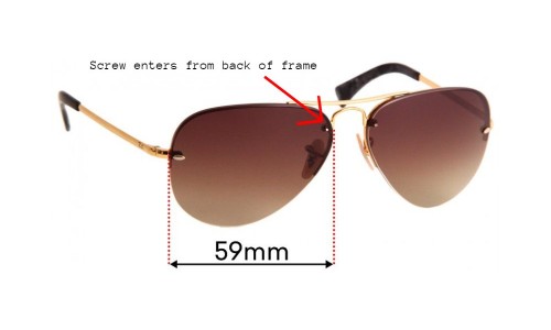 Sunglass Fix Replacement Lenses for Ray Ban RB3449 Aviator 1mm Nose Hole - 59mm Wide 