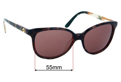 Gucci GG3633N/S Replacement Sunglass Lenses - 55mm 