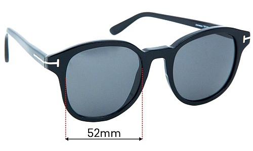 Sunglass Fix Verres de Remplacement pour Tom Ford Jameson TF752 - 52mm Wide Sunglass Fix Verres de Remplacement pour Tom Ford Jameson TF752 - 52mm Wide