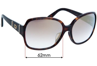 Sunglass Fix Replacement Lenses for Gucci GG3144/F/S - 62mm Wide 