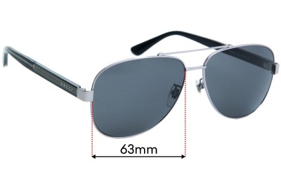 Gucci GG0528S Replacement Lenses 63mm wide 