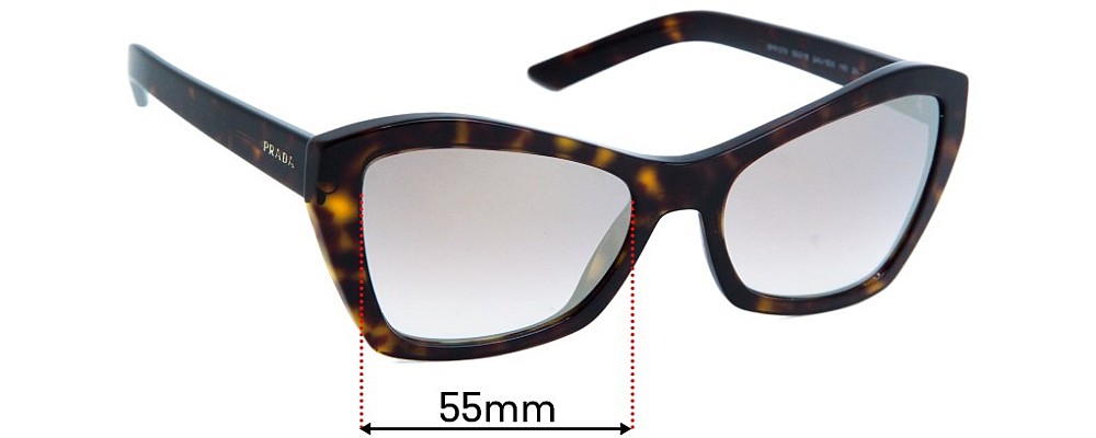 Sunglass Fix Replacement Lenses for Prada SPR 07X and PS 07 XS - 55mm Wide