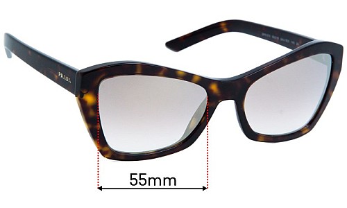 Sunglass Fix Replacement Lenses for Prada SPR 07X and PS 07 XS - 55mm Wide 