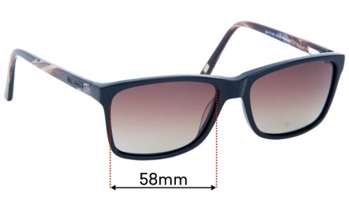Sunglass Fix Lentes de Repuesto para Bill Bass Eddy - 58mm Wide 
