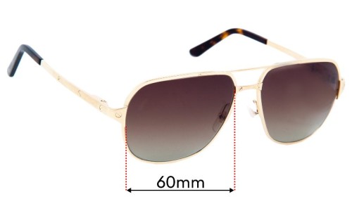 Sunglass Fix Replacement Lenses for Cartier CT0165S - 60mm Wide 