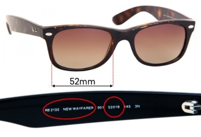 Ray Ban RB2132 New Wayfarer - 39mm Tall (Rare Height) Replacement Lenses 52mm wide 