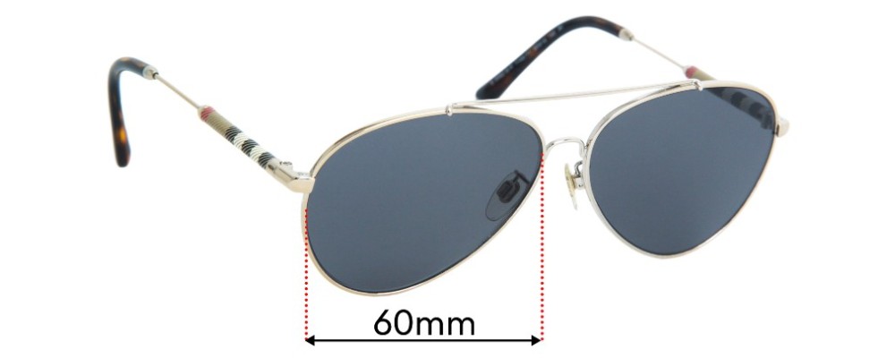Sunglass Fix Replacement Lenses for Burberry B 3092-Q - 60mm Wide
