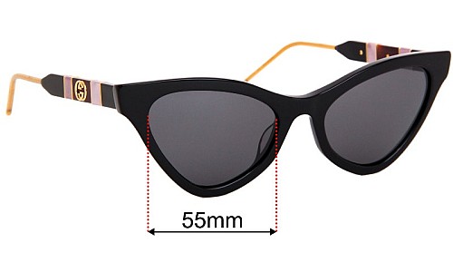 Sunglass Fix Replacement Lenses for Gucci GG0597S - 55mm Wide 
