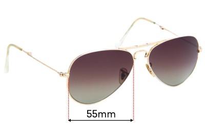 Ray-Ban RB3479 Folding Aviator Verres de Remplacement 55mm wide 