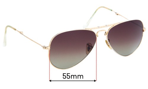 Sunglass Fix Replacement Lenses for Ray Ban Aviator Folding RB3479 - 55mm Wide 
