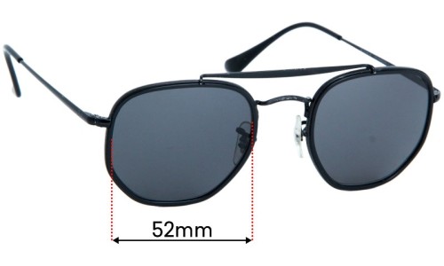 Sunglass Fix Replacement Lenses for Ray Ban RB3648 The Marshal II - 52mm Wide 