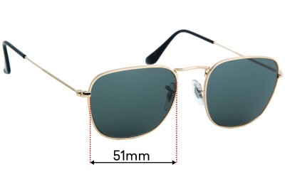 Ray Ban RB3857 Frank Replacement Lenses 51mm wide 