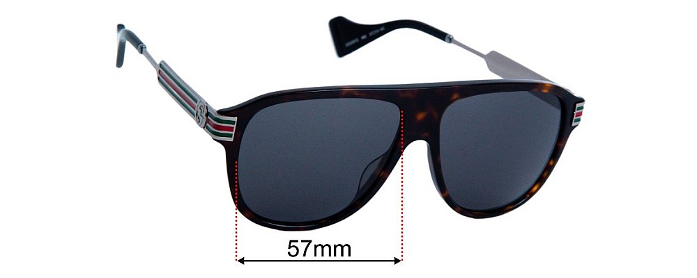 Sunglass Fix Replacement Lenses for Gucci GG0587S - 57mm Wide