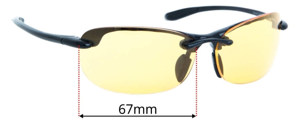 Sunglass Fix Replacement Lenses for Maui Jim MJ413 Hanalei Newer With Gaskets - 67mm Wide