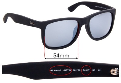 Ray Ban RB4165-F Justin (Low Bridge Fit) Replacement Lenses 54mm wide 