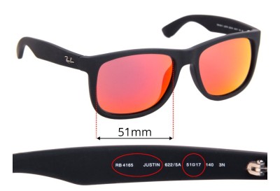 Ray Ban RB4165 Justin Replacement Sunglass Lenses - 51mm Wide 