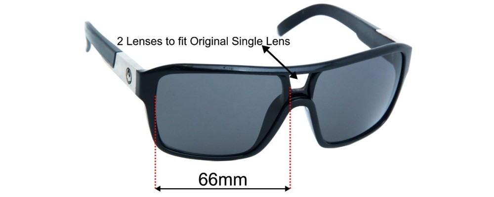 Sunglass Fix Replacement Lenses for Dragon The Jam Remix (2 Lenses to Replace Single Original Lens) - 66mm Wide