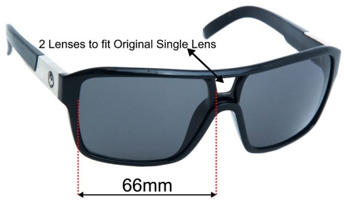 Sunglass Fix Replacement Lenses for Dragon The Jam Remix (2 Lenses to Replace Single Original Lens) - 66mm Wide 