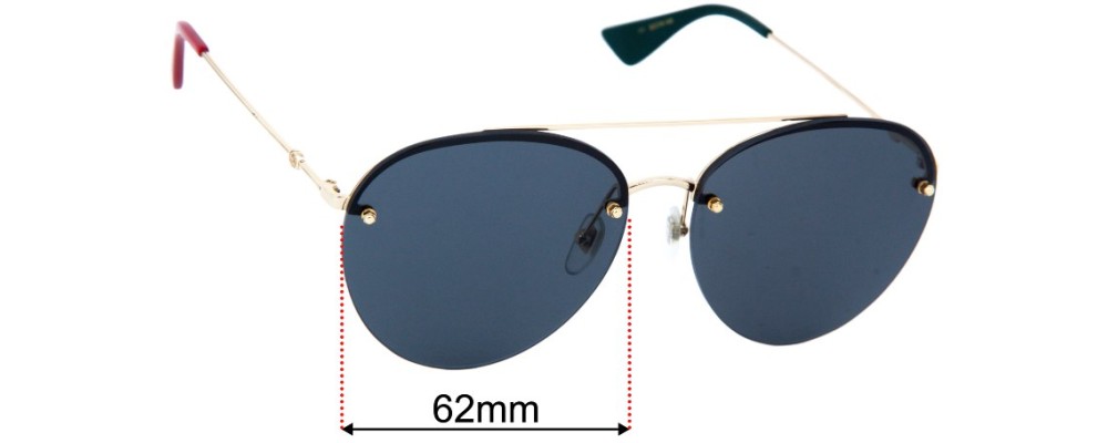 Sunglass Fix Replacement Lenses for Gucci GG0351/S - 62mm Wide
