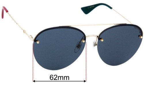 Sunglass Fix Replacement Lenses for Gucci GG0351/S - 62mm Wide 