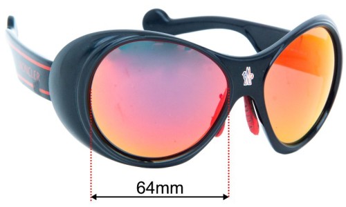 Sunglass Fix Replacement Lenses for Moncler ML0148 - 64mm Wide 