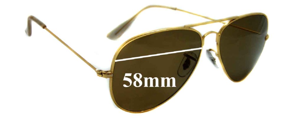Sunglass Fix Replacement Lenses for Ray Ban B&L Aviator RB3025 - 58mm Wide