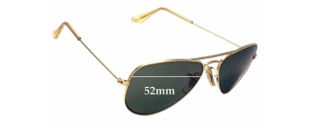 Sunglass Fix Replacement Lenses for Ray Ban B&L Aviator USA W1878 - 52mm Wide