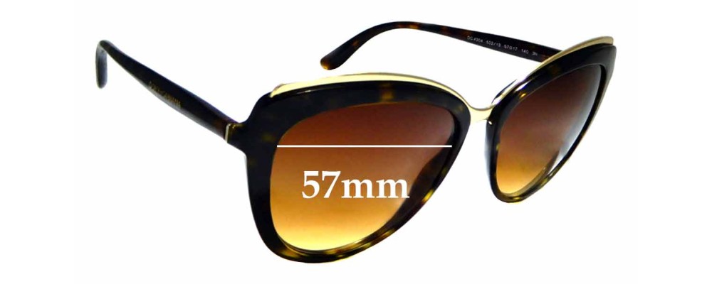 Sunglass Fix Replacement Lenses for Dolce & Gabbana DG 4304 - 57mm wide