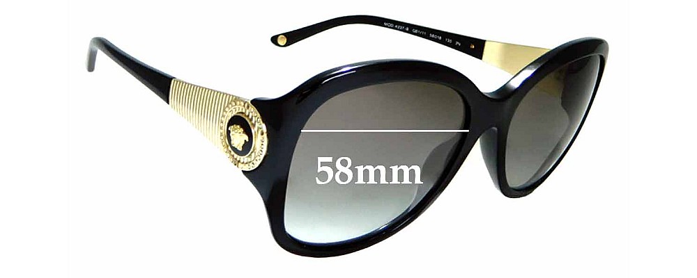 Sunglass Fix Replacement Lenses for Versace MOD 4237-B - 58mm Wide