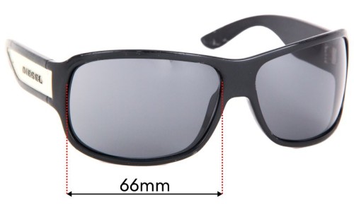 Sunglass Fix Replacement Lenses for Diesel Unknown Model - 66mm Wide 