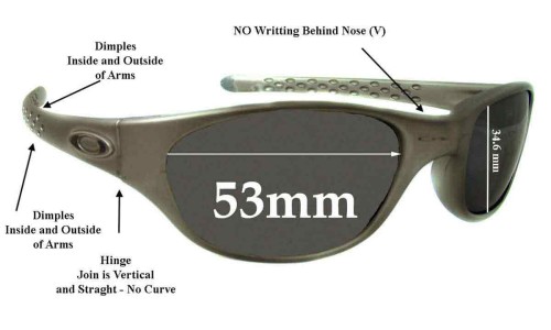 Sunglass Fix Replacement Lenses for Oakley Fives Late 1990s - 53mm Wide 