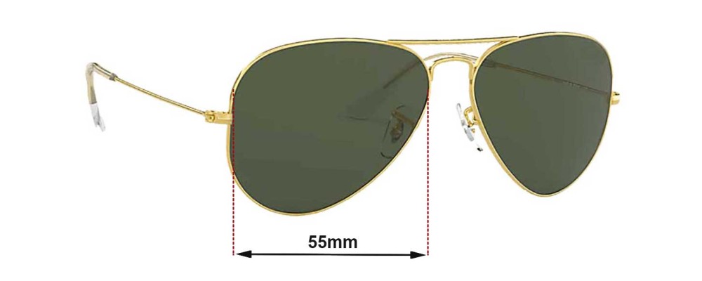 Sunglass Fix Replacement Lenses for Ray Ban RB3025 Aviator - 55mm Wide