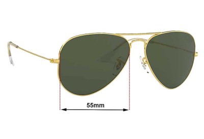 Ray Ban RB3025 Aviator Replacement Lenses 55mm wide 