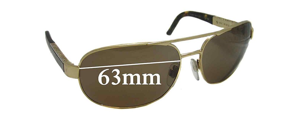 Sunglass Fix Replacement Lenses for Burberry B 3039 - 63mm Wide