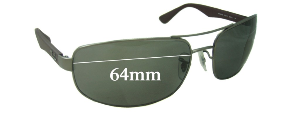 Sunglass Fix Replacement Lenses for Ray Ban RB3445 - 64mm Wide