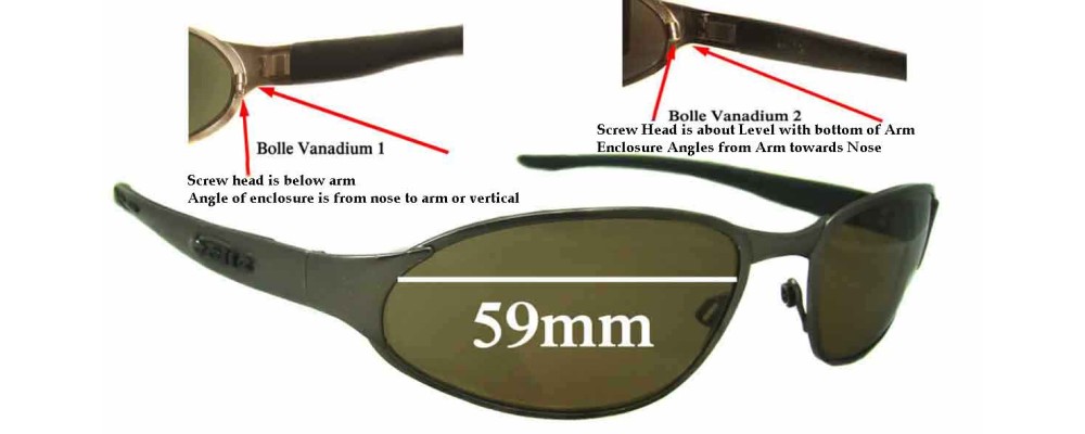 Sunglass Fix Replacement Lenses for Bolle Vanadium 2 - 59mm Wide