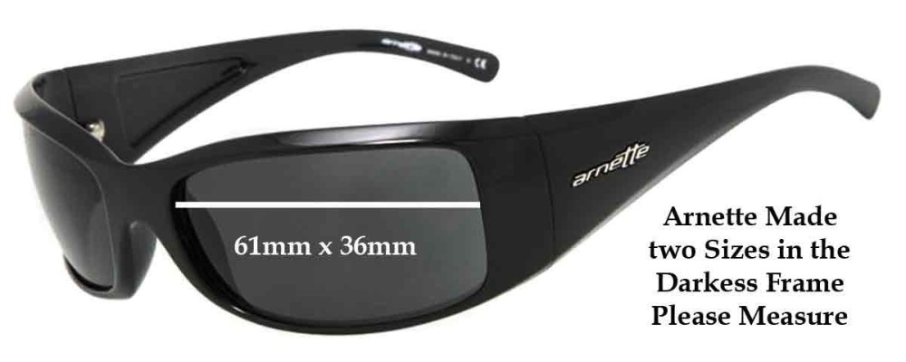 Older Arnette AN4121 Darkness Replacement Sunglass Lenses Pre 2010 - 61mm x 36mm Wide