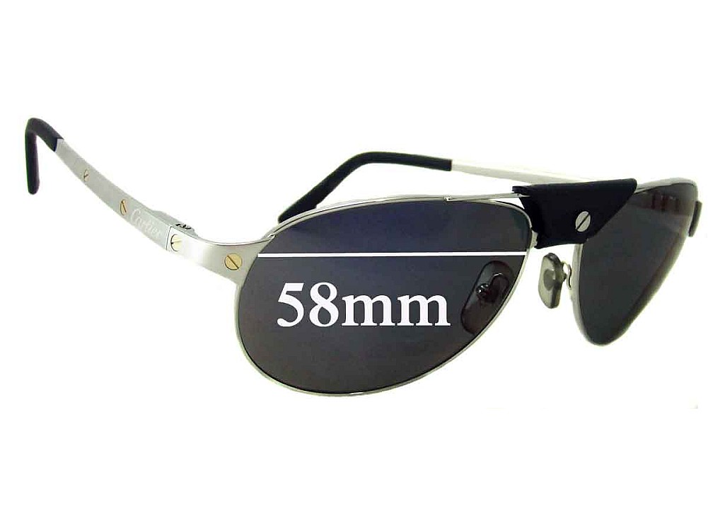 Sunglass Fix Replacement Lenses for Cartier Santos Dumont - 58mm Wide Sunglass Fix Replacement Lenses for Cartier Santos Dumont - 58mm Wide