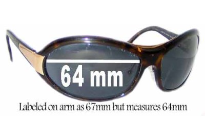 Prada SPR10G Replacement Sunglass Lenses - Measures 64mm wide - Labeled 67mm on arm 