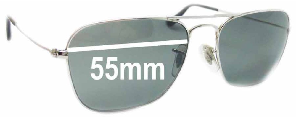 Sunglass Fix Replacement Lenses for Ray Ban RB3136 Caravan Square Aviator  - 55mm Wide